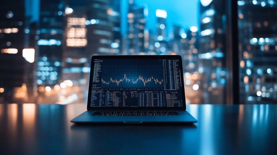 Bots de Trading 5 Grafico financeiro em notebook