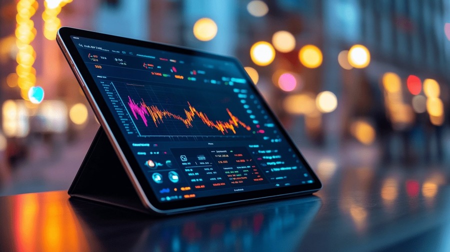 Gráfico financiero en tableta Grafico financeiro em tablet 3