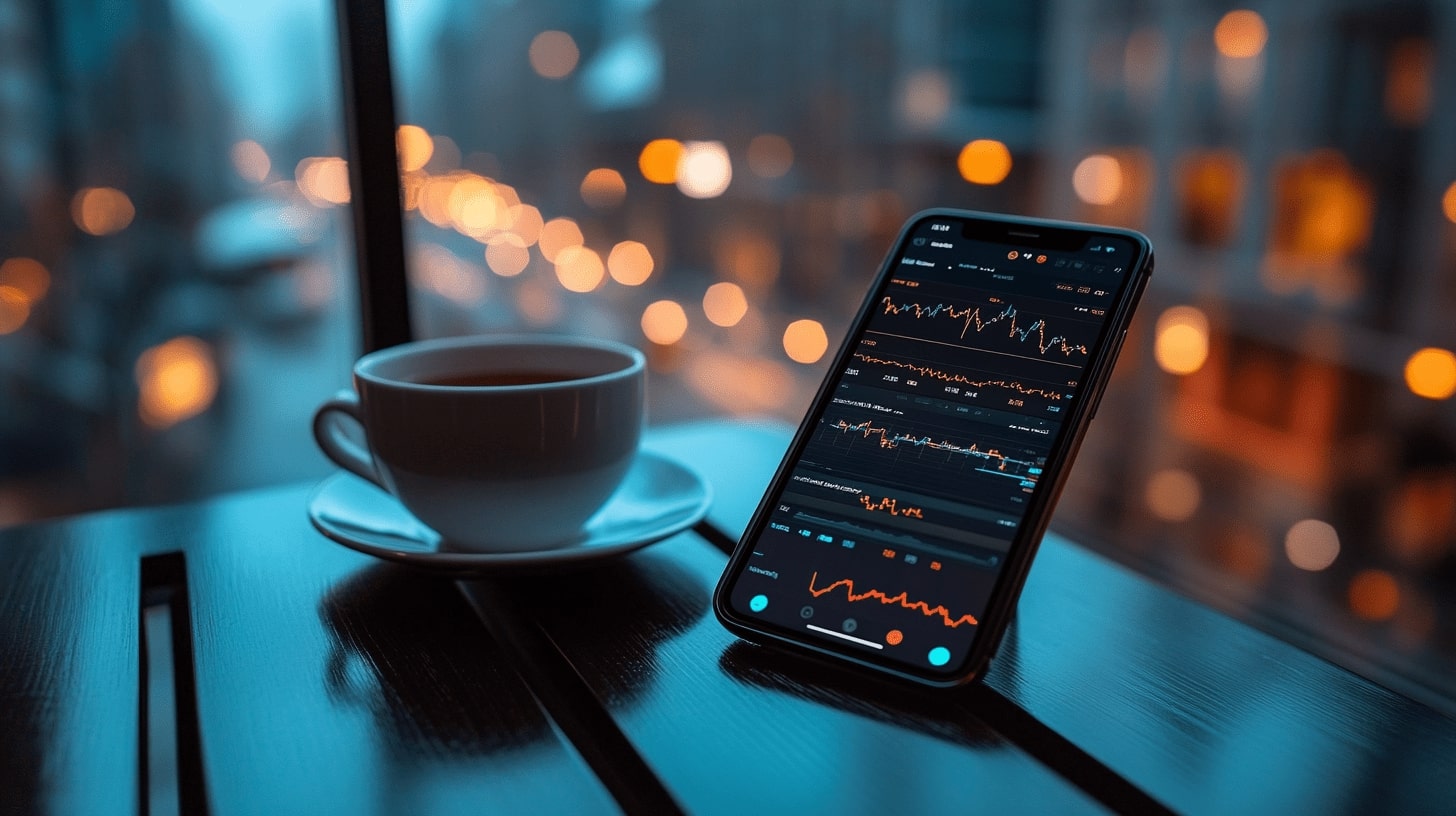 Bots de Trading 1 Graficos financeiros em smartphone