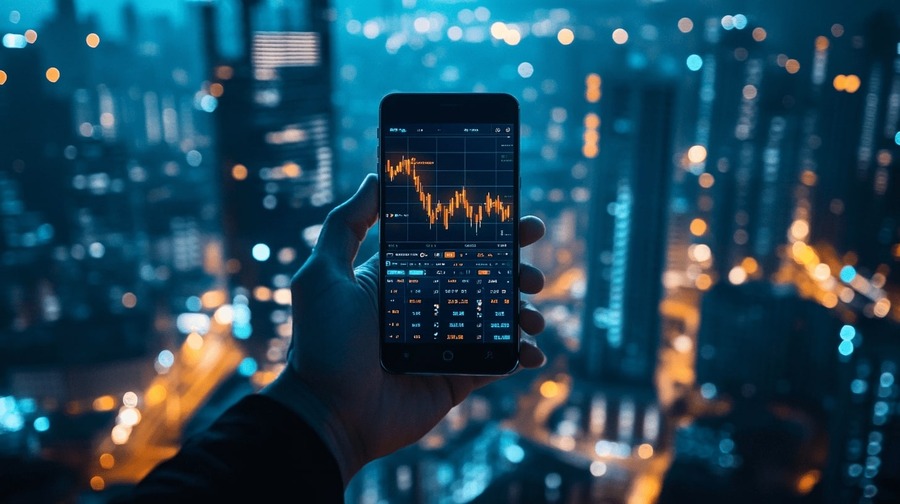 Mano sosteniendo un teléfono celular financiero Mao segurando celular financeiro